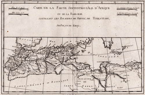 Carte de la Partie Septentrionale d'Afriqe ou de la Barbarie... 1780
